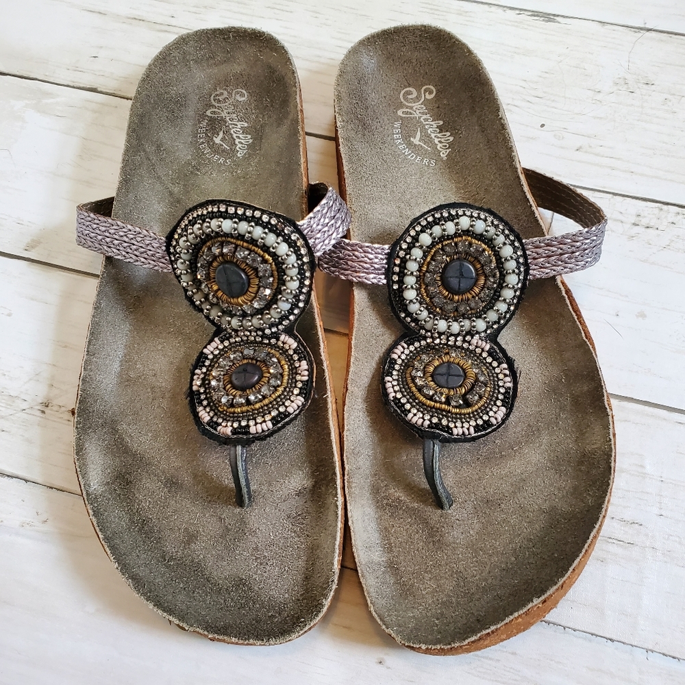 Seychelles weekender Gemini medallion sandal boho beaded‎ jewels size 7.5